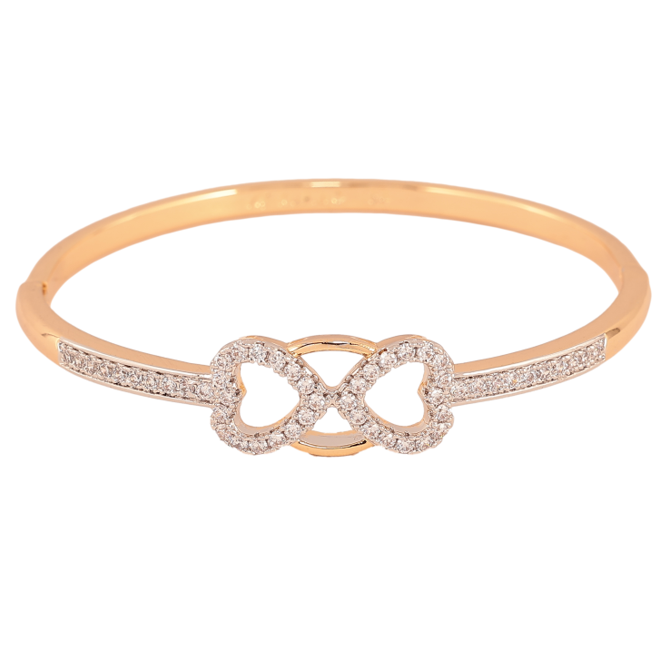 Браслет Xuping колір Позолота 18К + Родій "Візерунок серця з кристалами" ø 5.4см фото №4