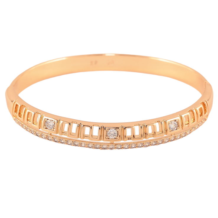 Браслет Xuping колір Позолота 18K "Декоративний орнамент з вирізами та доріжкою кристалів" ø 6см фото №20