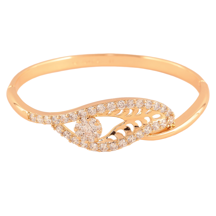 Браслет Xuping колір Позолота 18K "Декоративний різьблений листок з кристалами" ø 6см фото №16