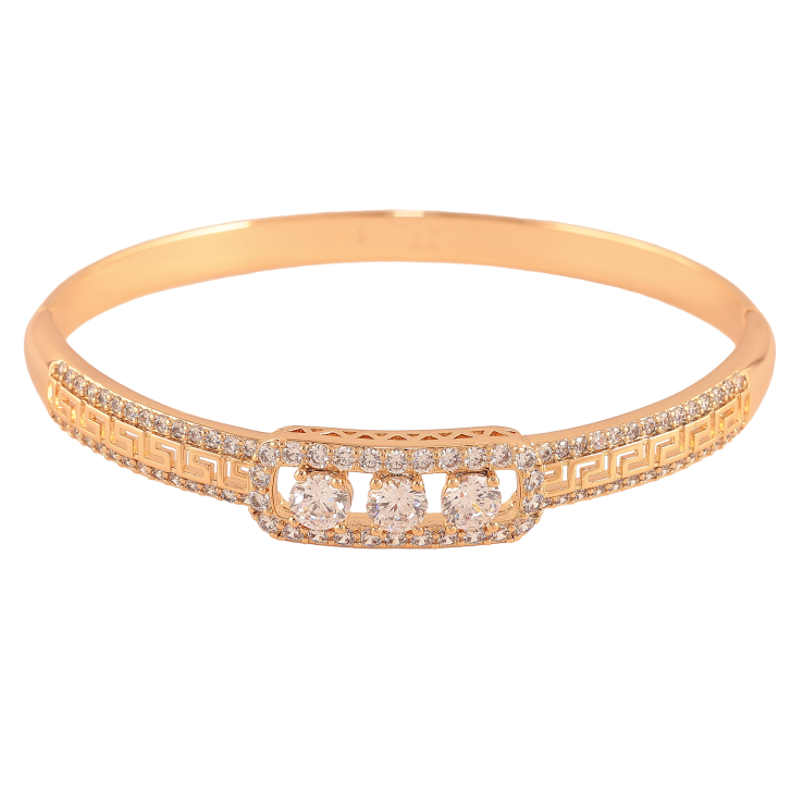 Браслет Xuping колір Позолота 18K "Грецький орнамент з доріжками цирконію та вставкою три кристали" ø 6см фото №13 Браслет Xuping колір Позолота 18K "Грецький орнамент з доріжками цирконію та вставкою три кристали" ø 6см фото №13