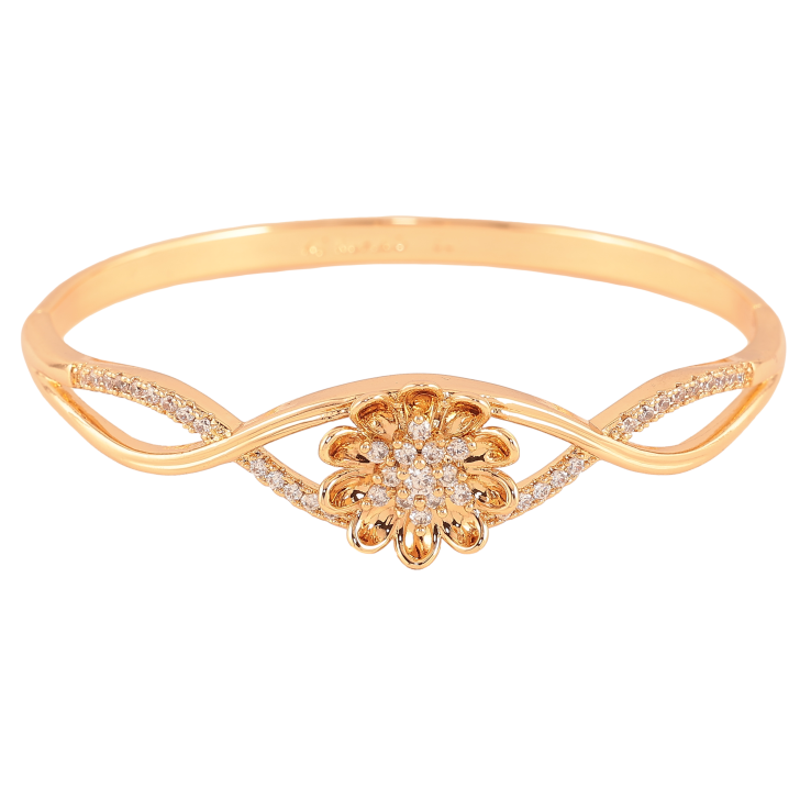Браслет Xuping колір Позолота 18K "Сплетення ліній з квіткою" ø 6см фото №19