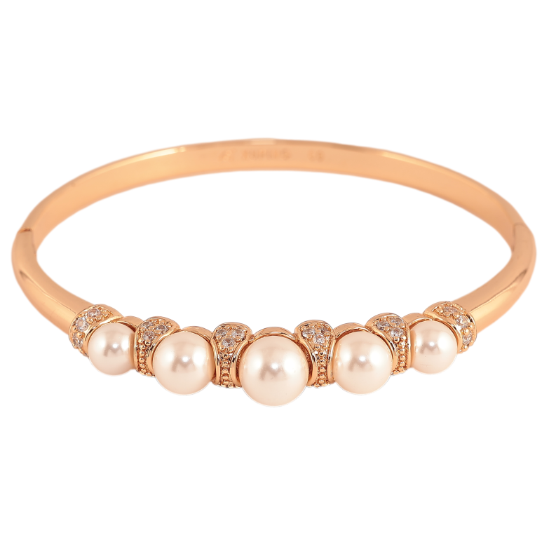 Браслет Xuping цвет Позолота 18K "Узор с жемчужинами и кристаллами" ø 6см фото №1