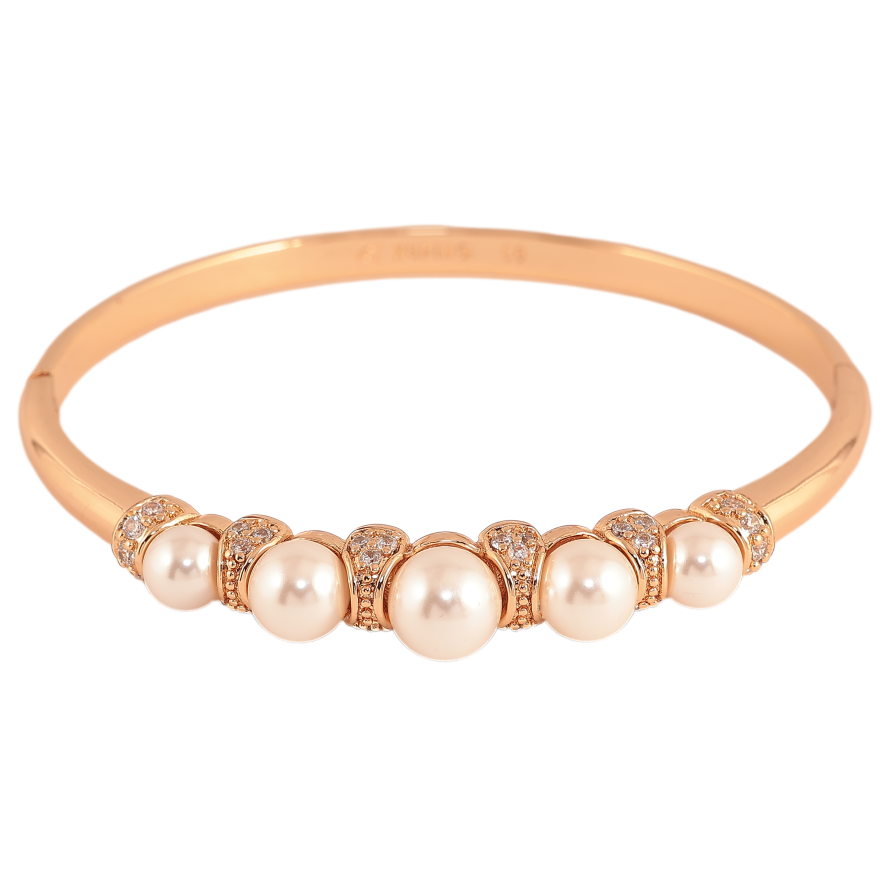 Браслет Xuping цвет Позолота 18K "Узор с жемчужинами и кристаллами" ø 6см фото №1