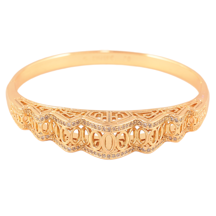 Браслет Xuping колір Позолота 18K "Високий різьблений купол з доріжками кристалів" ø 6см фото №16 Браслет Xuping колір Позолота 18K "Високий різьблений купол з доріжками кристалів" ø 6см фото №16
