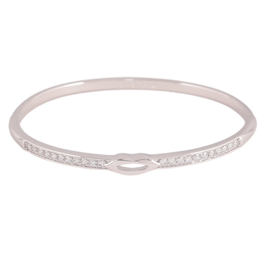 Браслет Xuping колір Родій "Доріжка кристалів з губами" ø 6см фото №1