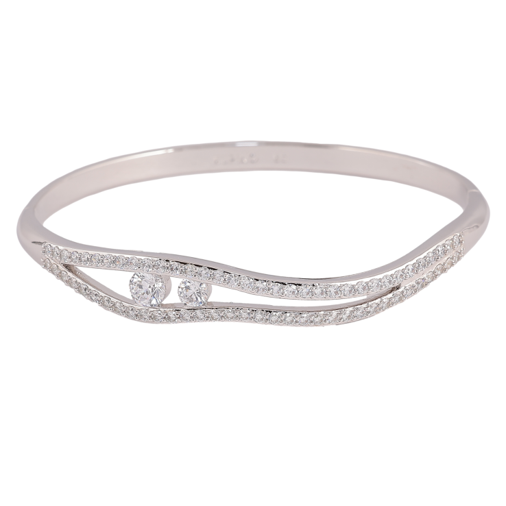 Браслет Xuping колір Родій "Візерунок з кристалами" ø 6см фото №6 Браслет Xuping колір Родій "Візерунок з кристалами" ø 6см фото №6