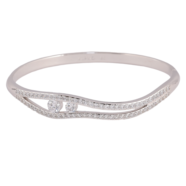 Браслет Xuping цвет Родий "Узор с кристаллами" ø 6см фото №1