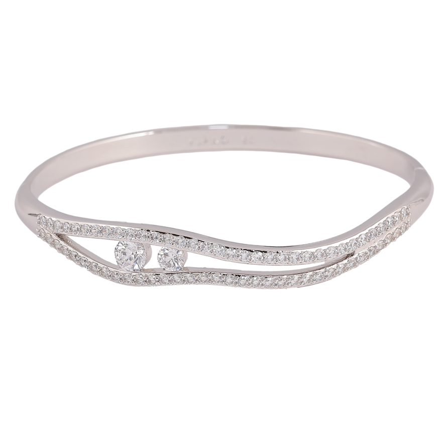 Браслет Xuping цвет Родий "Узор с кристаллами" ø 6см фото №1