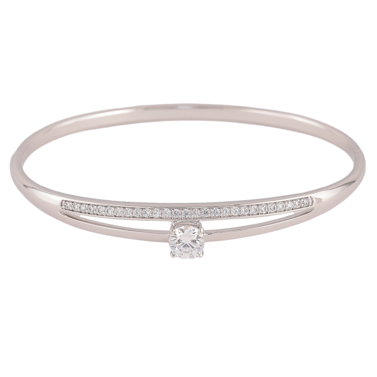 Браслет Xuping колір Родій "Візерунок з кристалами" ø 6см фото №3 Браслет Xuping колір Родій "Візерунок з кристалами" ø 6см фото №3