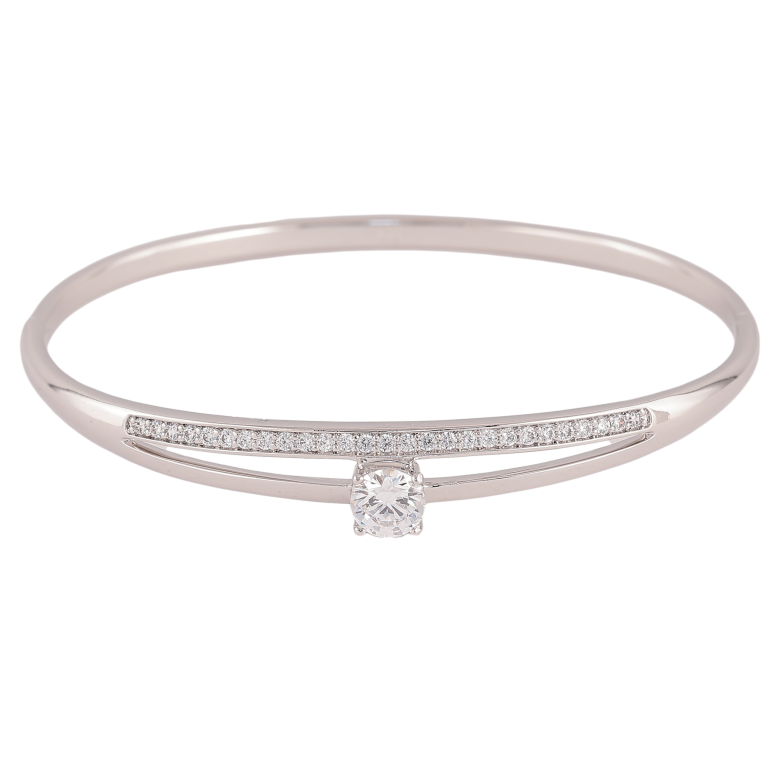 Браслет Xuping колір Родій "Візерунок з кристалами" ø 6см фото №3 Браслет Xuping колір Родій "Візерунок з кристалами" ø 6см фото №3