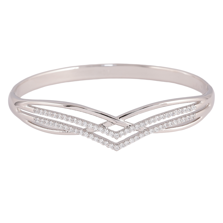 Браслет Xuping колір Родій "Візерунок з кристалами" ø 6см фото №8 Браслет Xuping колір Родій "Візерунок з кристалами" ø 6см фото №8