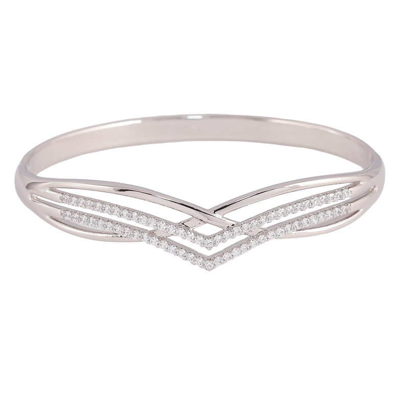 Браслет Xuping колір Родій "Візерунок з кристалами" ø 6см фото №1