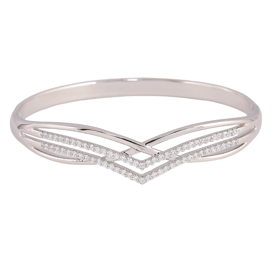 Браслет Xuping цвет Родий "Узор с кристаллами" ø 6см фото №1