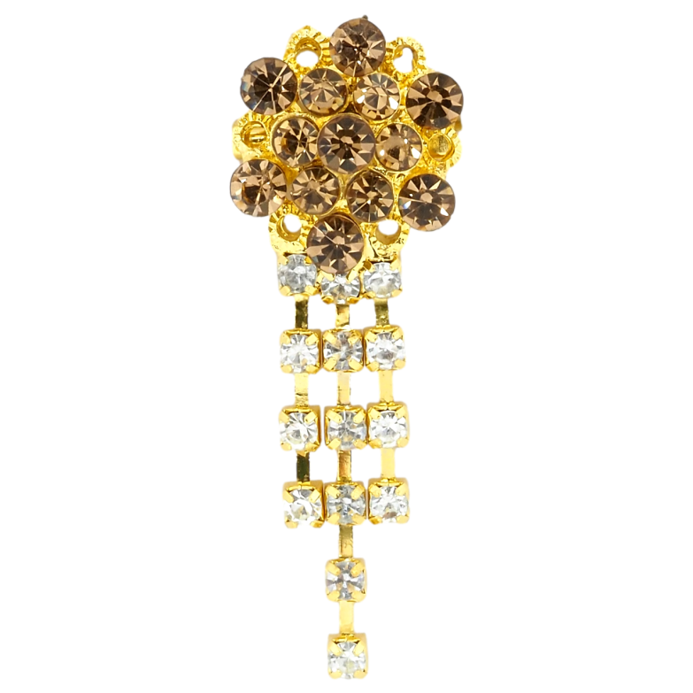 Брошь Цветок с коричневыми стразами фото №1