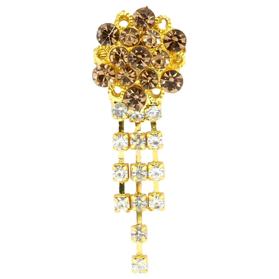 Брошь Цветок с коричневыми стразами фото №1 Брошь Цветок с коричневыми стразами фото №1