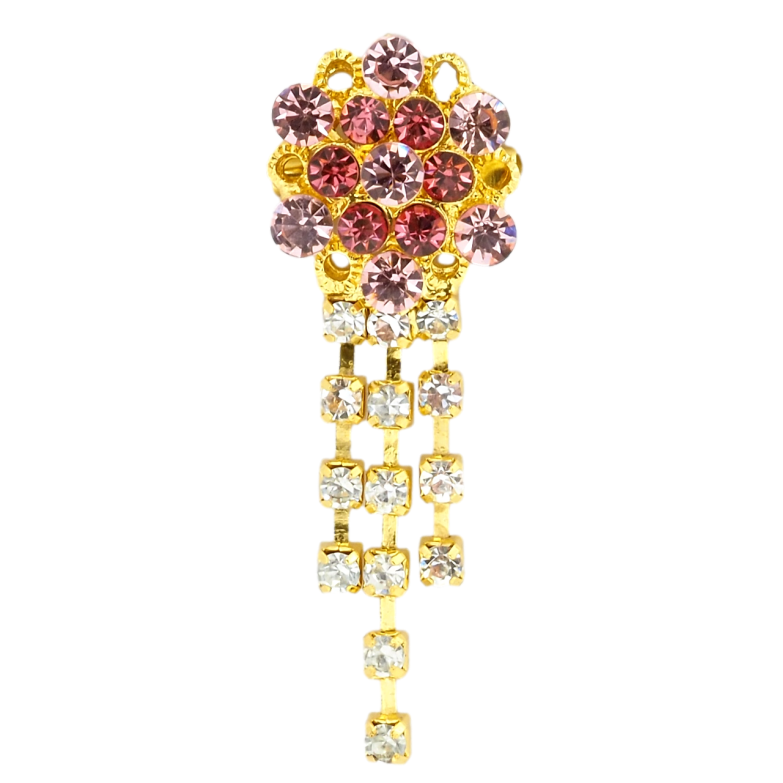 Брошка Квітка з рожевими стразами фото №1