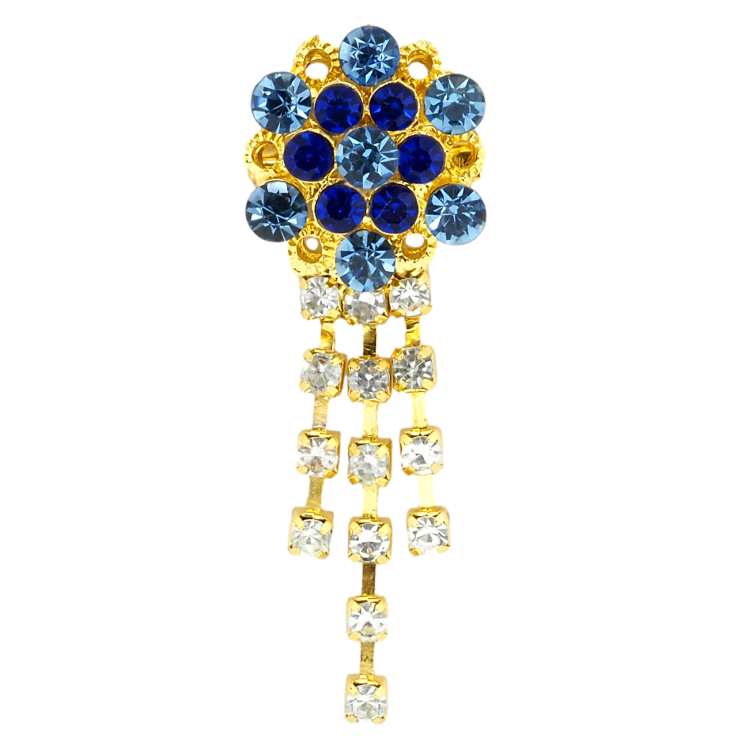 Брошь Цветок с синими стразами фото №23