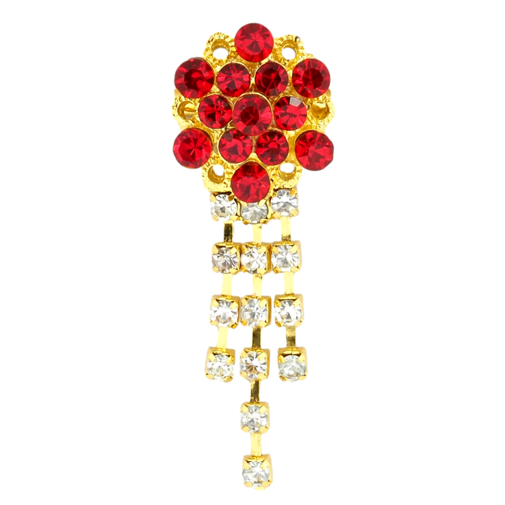 Брошка Квітка з червоними стразами фото №24