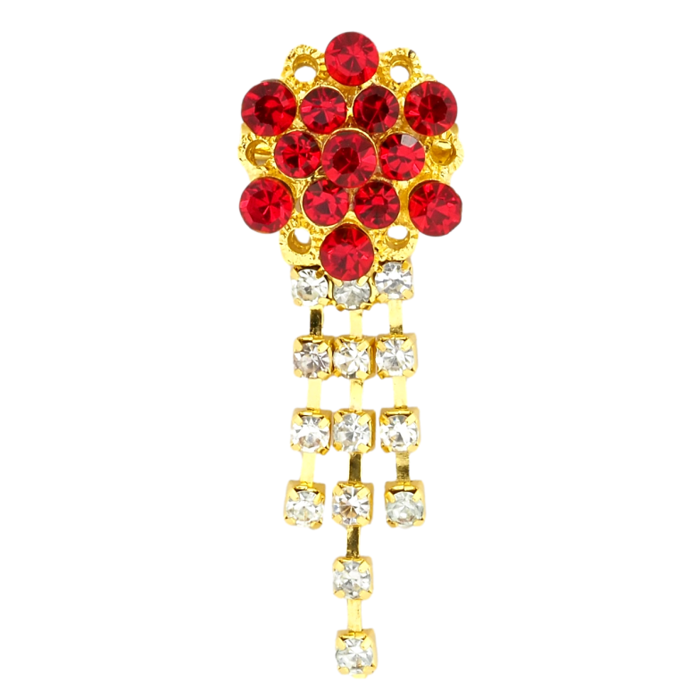 Брошка Квітка з червоними стразами фото №1 Брошка Квітка з червоними стразами фото №1