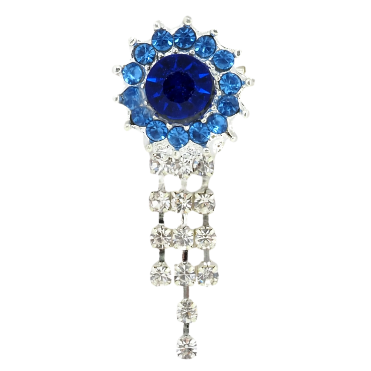 Брошь Цветок с синими стразами фото №17