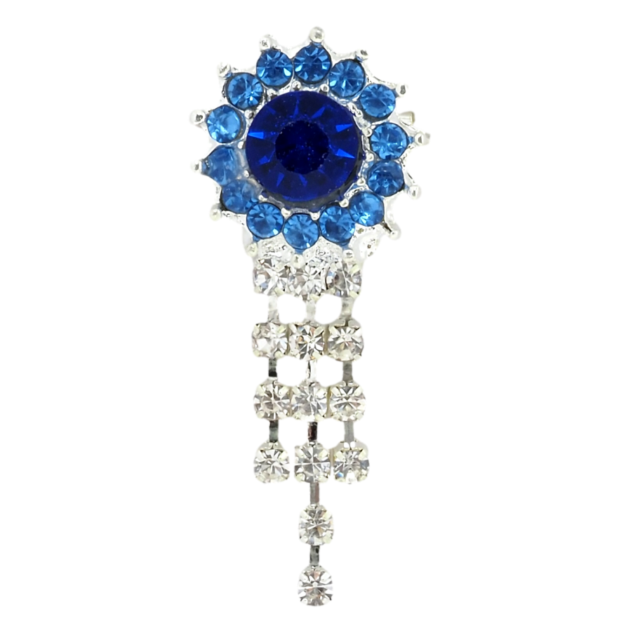 Брошь Цветок с синими стразами фото №1 Брошь Цветок с синими стразами фото №1