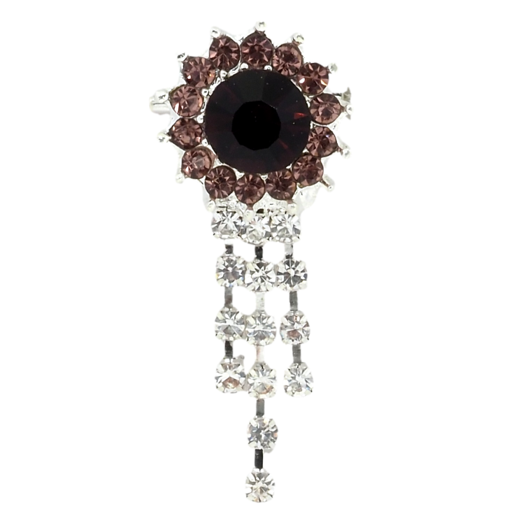 Брошь Цветок с бордовыми стразами фото №8 Брошь Цветок с бордовыми стразами фото №8