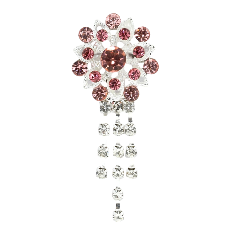 Брошь Цветок с розовыми стразами фото №1 Брошь Цветок с розовыми стразами фото №1