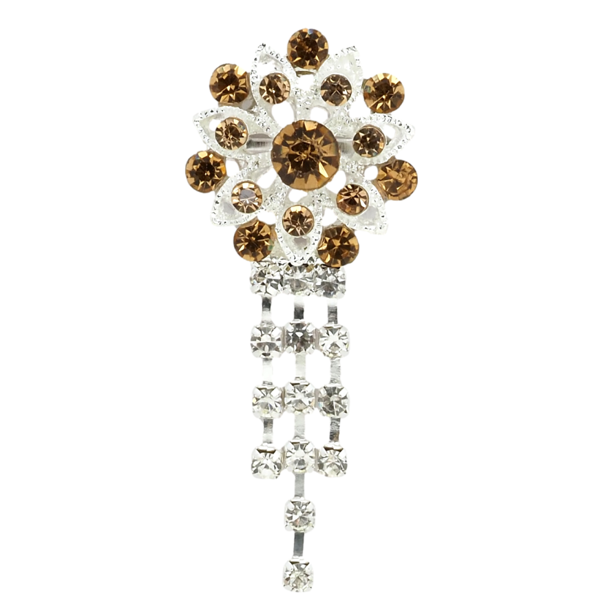 Брошь Цветок с коричневыми стразами фото №1 Брошь Цветок с коричневыми стразами фото №1
