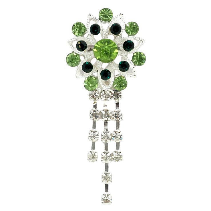 Брошь Цветок с зелеными стразами фото №3 Брошь Цветок с зелеными стразами фото №3