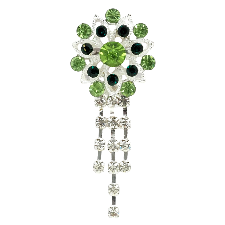 Брошь Цветок с зелеными стразами фото №3 Брошь Цветок с зелеными стразами фото №3