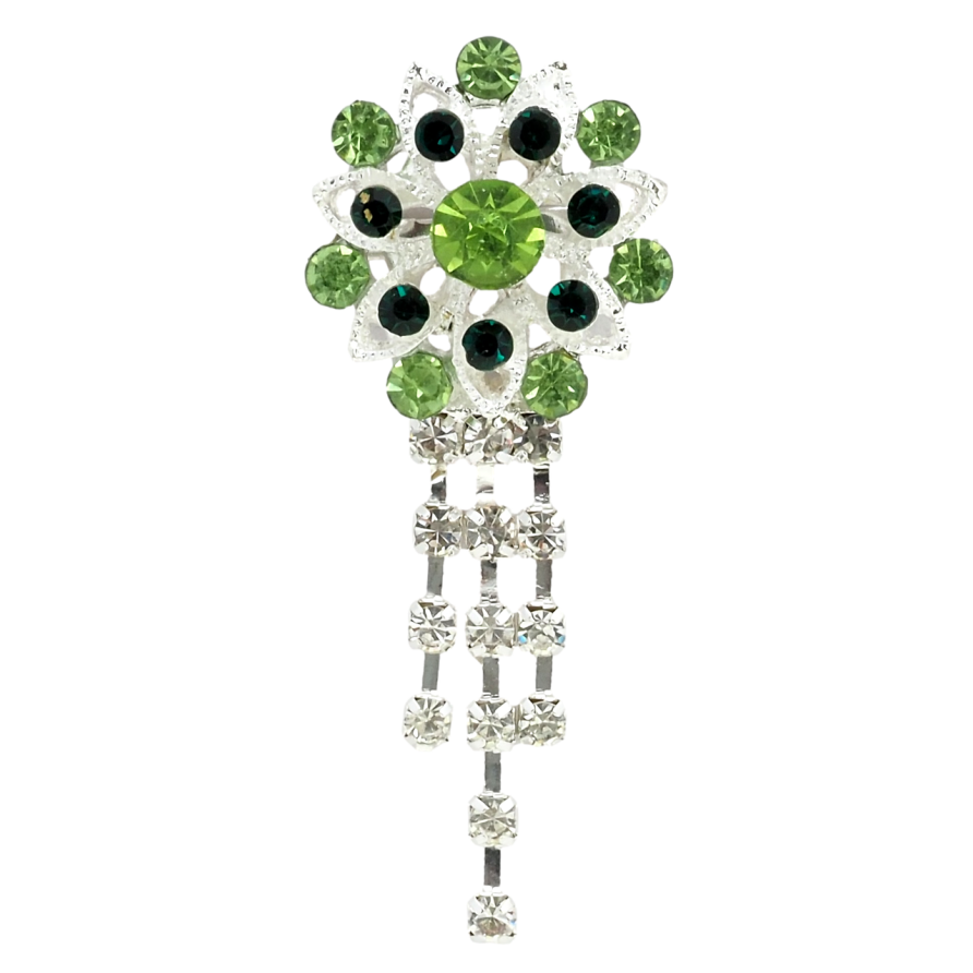 Брошь Цветок с зелеными стразами фото №1 Брошь Цветок с зелеными стразами фото №1