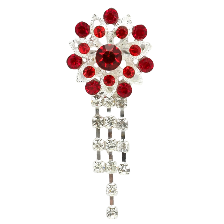 Брошь Цветок с красными стразами фото №10 Брошь Цветок с красными стразами фото №10
