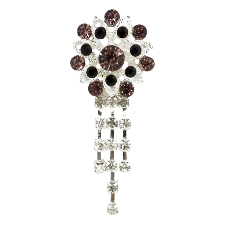 Брошка Квітка з бордовими стразами фото №5 Брошка Квітка з бордовими стразами фото №5