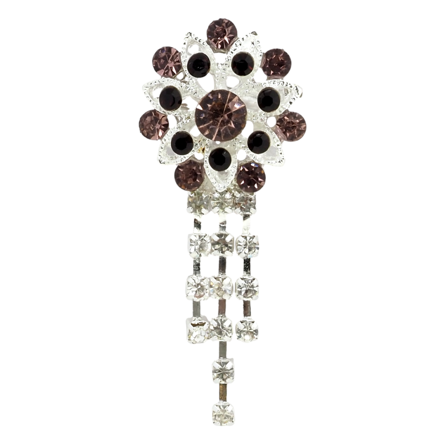 Брошка Квітка з бордовими стразами фото №1 Брошка Квітка з бордовими стразами фото №1