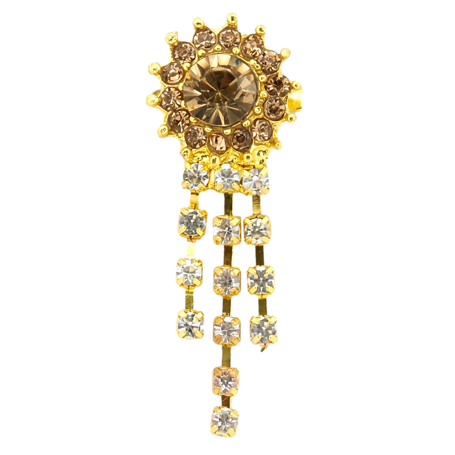 Брошь Цветок с коричневыми стразами фото №1 Брошь Цветок с коричневыми стразами фото №1