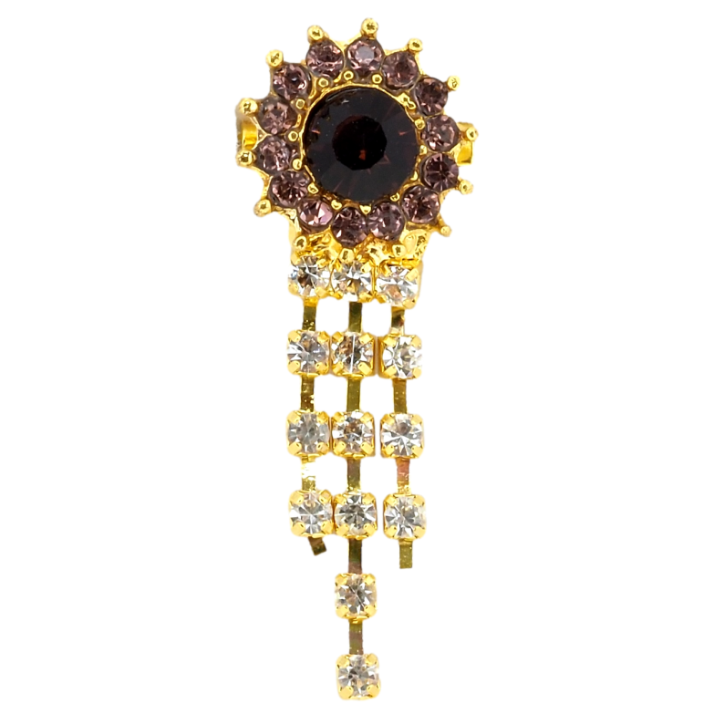 Брошка Квітка з бордовими стразами фото №1