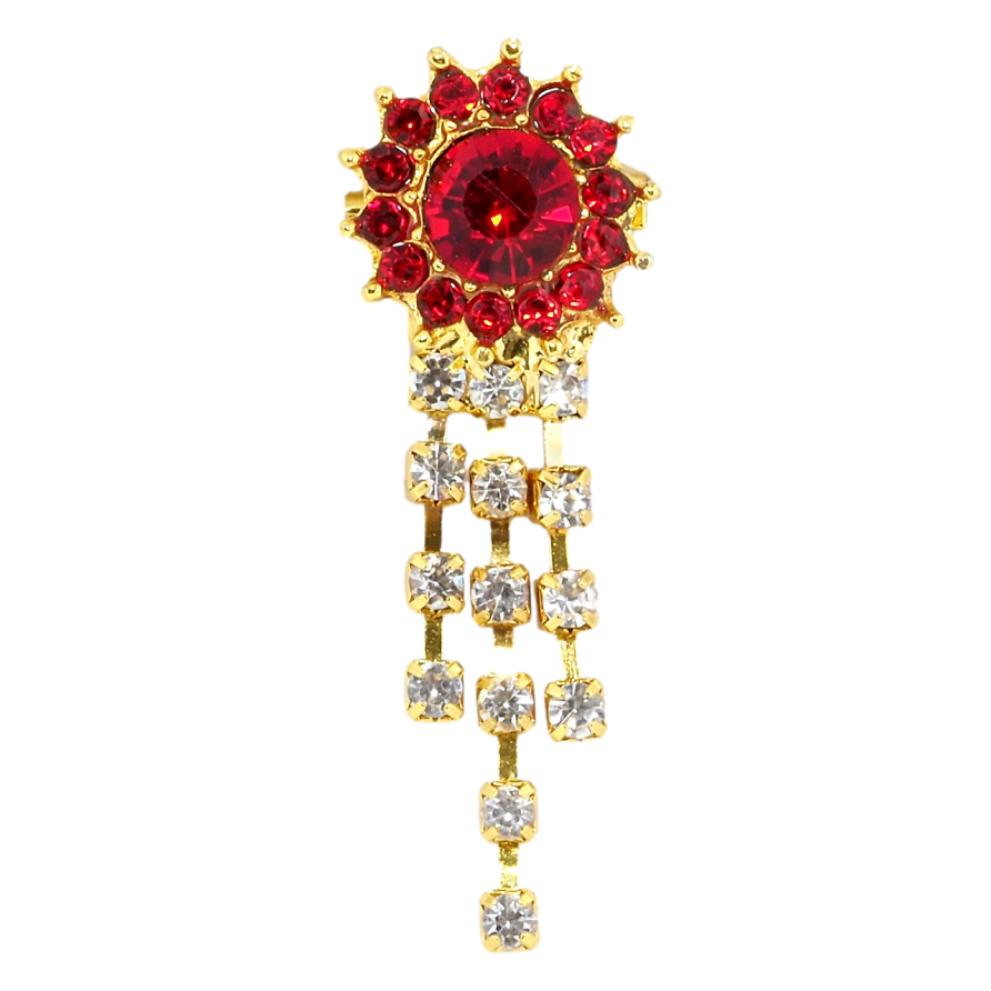 Брошь Цветок с красными стразами фото №1 Брошь Цветок с красными стразами фото №1