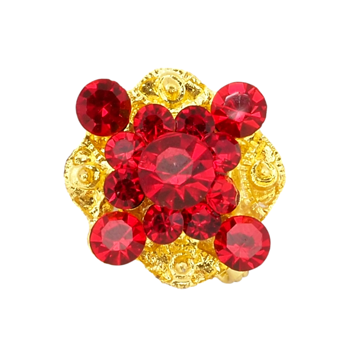 Брошь Цветок с красными стразами фото №3 Брошь Цветок с красными стразами фото №3