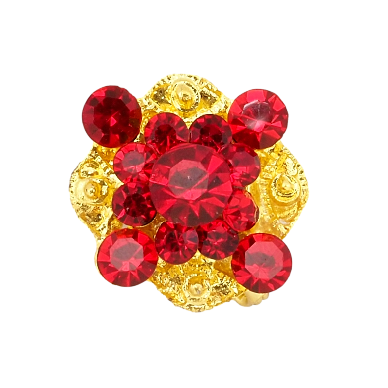 Брошь Цветок с красными стразами фото №1 Брошь Цветок с красными стразами фото №1