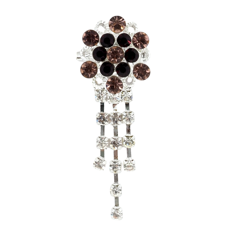 Брошь Цветок с бордовыми стразами фото №1