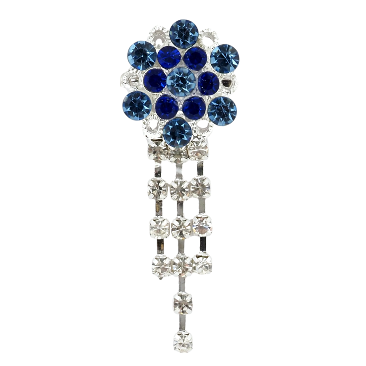 Брошь Цветок с синими стразами фото №20