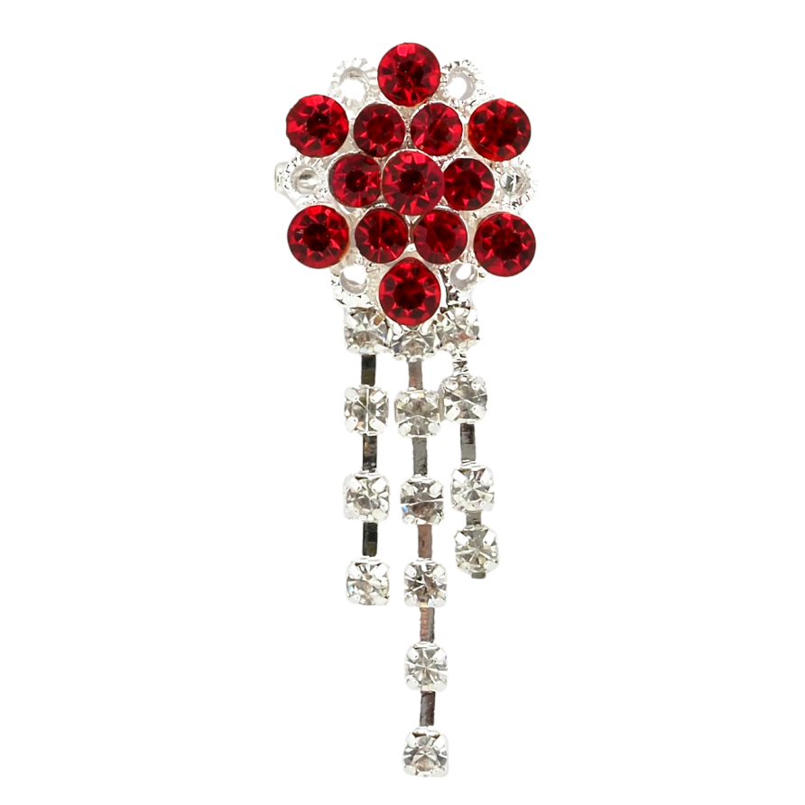 Брошь Цветок с красными стразами фото №1 Брошь Цветок с красными стразами фото №1