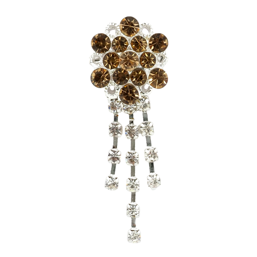 Брошка Квітка з коричневими стразами фото №1 Брошка Квітка з коричневими стразами фото №1