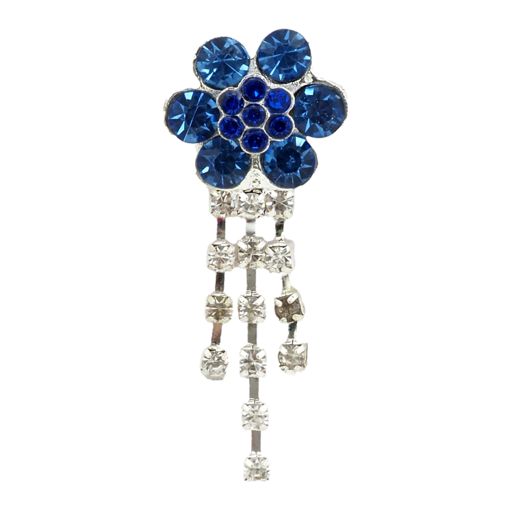 Брошка Квітка з синіми стразами фото №5 Брошка Квітка з синіми стразами фото №5
