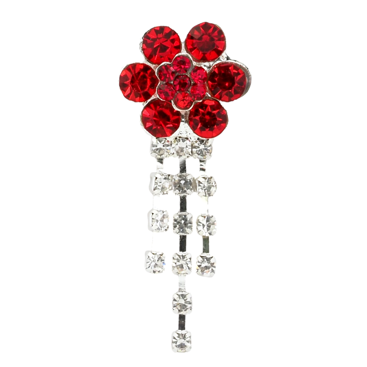 Брошка Квітка з червоними стразами фото №13