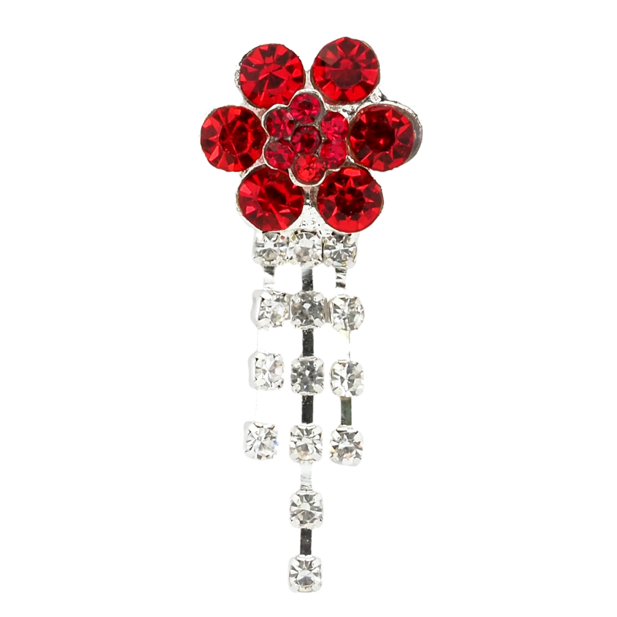 Брошка Квітка з червоними стразами фото №1 Брошка Квітка з червоними стразами фото №1