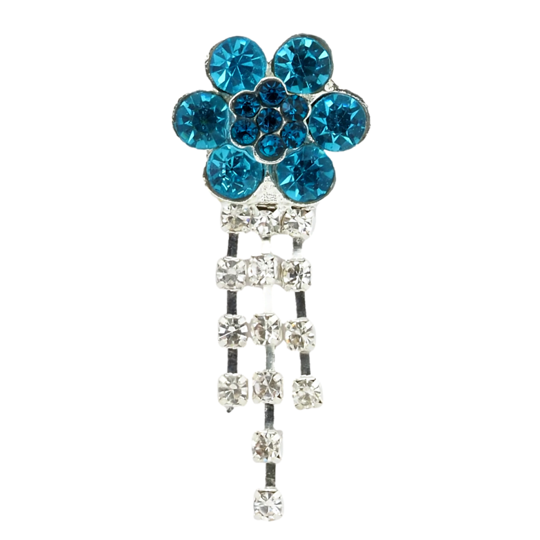 Брошка Квітка з бірюзовими стразами фото №1