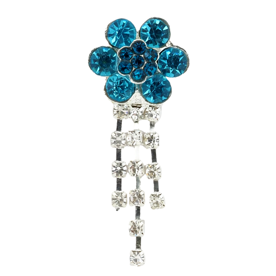 Брошка Квітка з бірюзовими стразами фото №1 Брошка Квітка з бірюзовими стразами фото №1