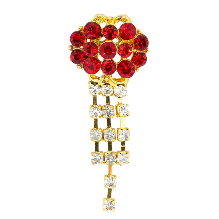 Брошь Цветок с красными стразами фото №4 Брошь Цветок с красными стразами фото №4