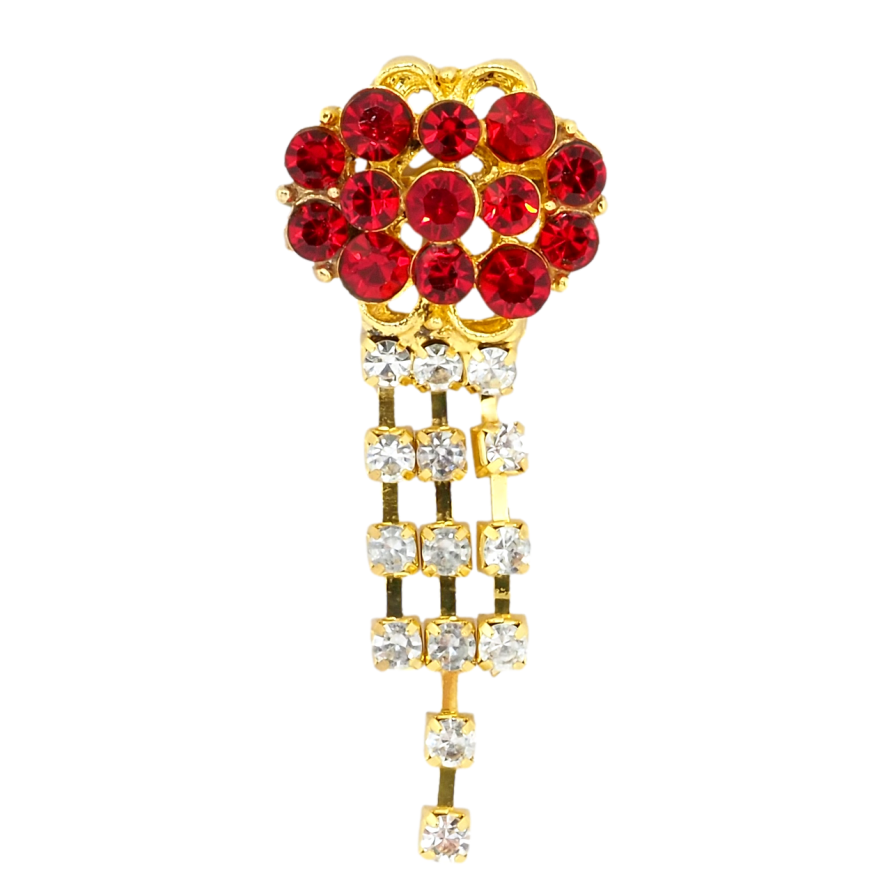 Брошь Цветок с красными стразами фото №1 Брошь Цветок с красными стразами фото №1